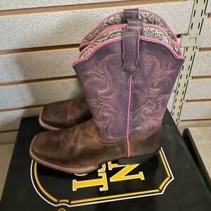 Dan Post Youth Majesty Leather Square Toe Boots DPC3947 Size 5D New NIB‎ Cowgirl